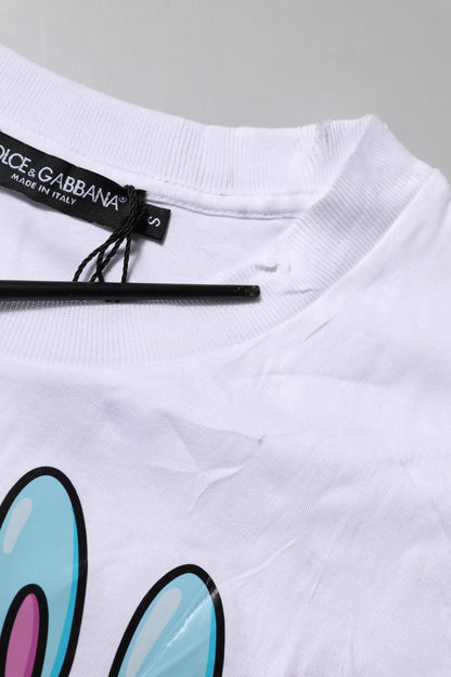 Dolce & Gabbana White Cotton Graphic Print Crew Neck T-shirt by Dolce & Gabbana
