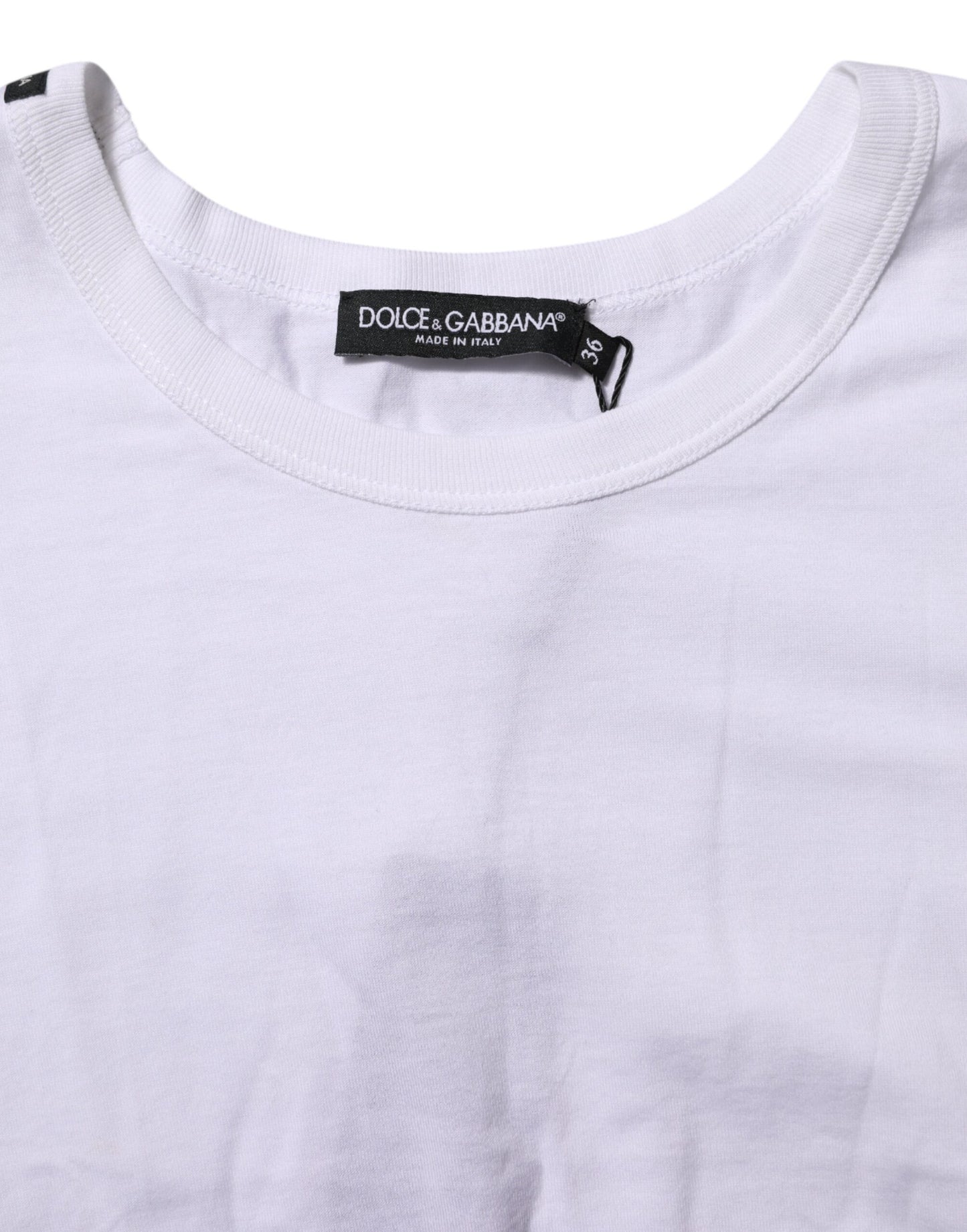 Dolce & Gabbana White Cotton Short Sleeves Cropped T-shirt by Dolce & Gabbana