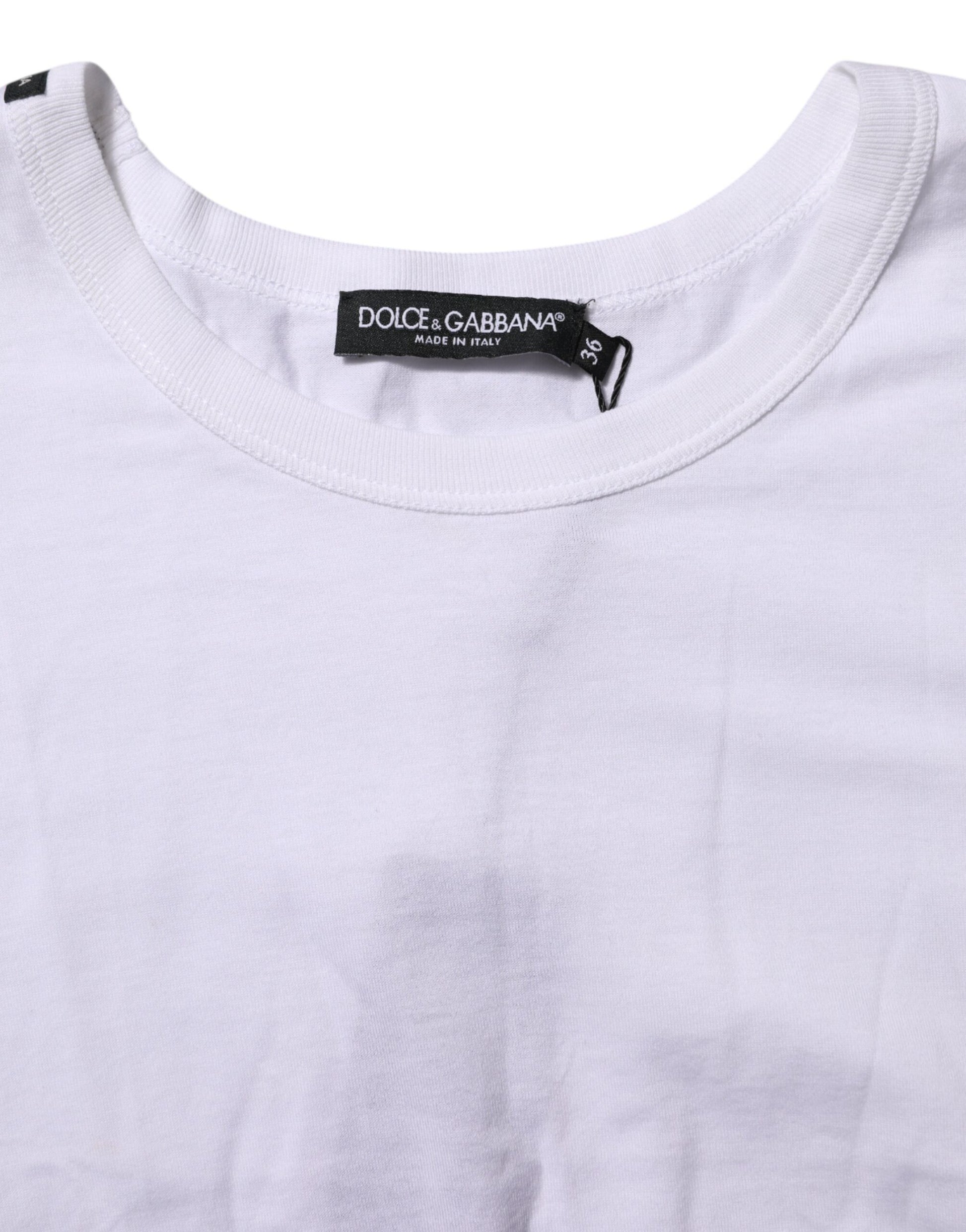 Dolce & Gabbana White Cotton Short Sleeves Cropped T-shirt by Dolce & Gabbana