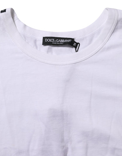 Dolce & Gabbana White Cotton Short Sleeves Cropped T-shirt by Dolce & Gabbana