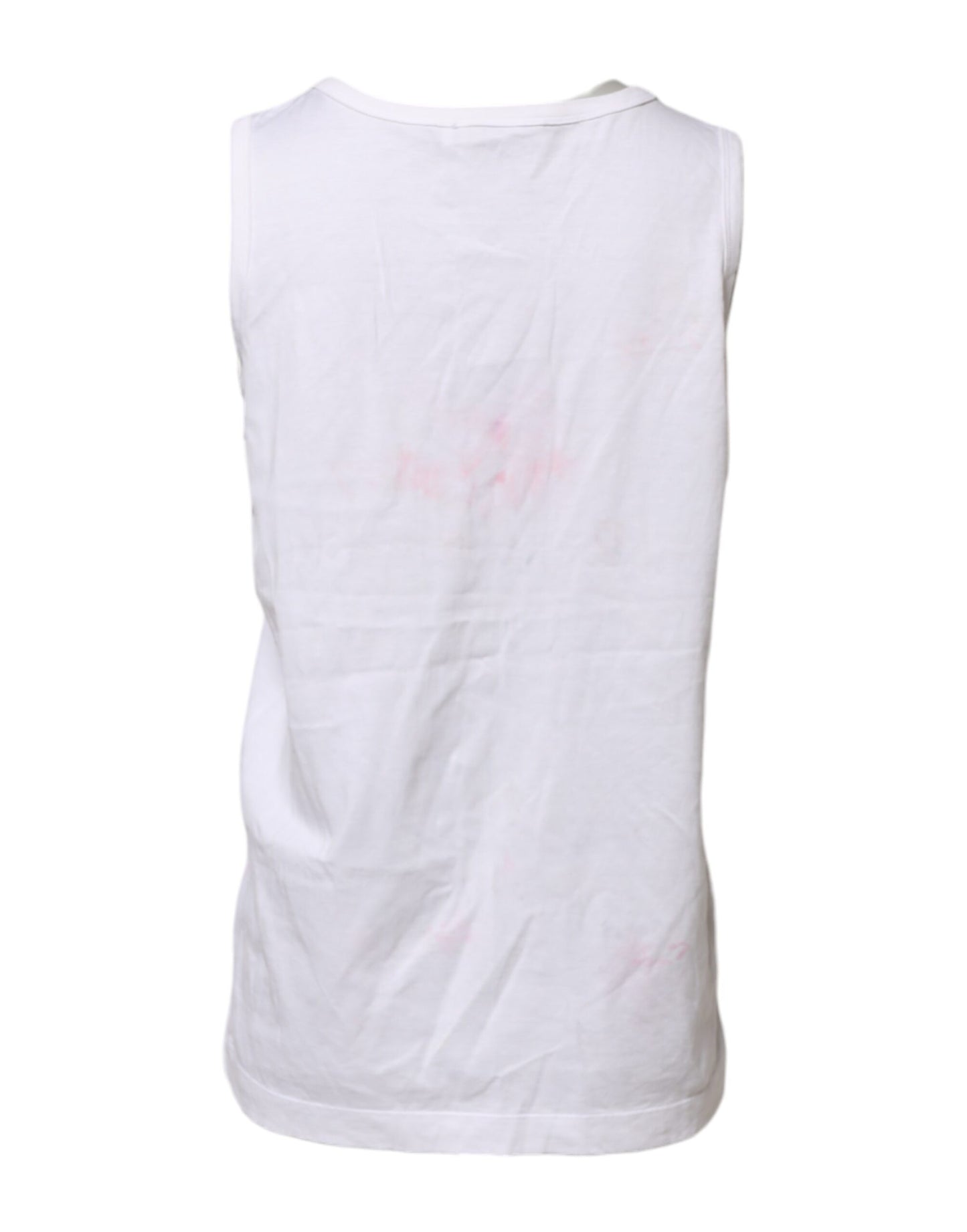 Dolce & Gabbana White Cotton Printed Sleeveless Round Neck Top by Dolce & Gabbana