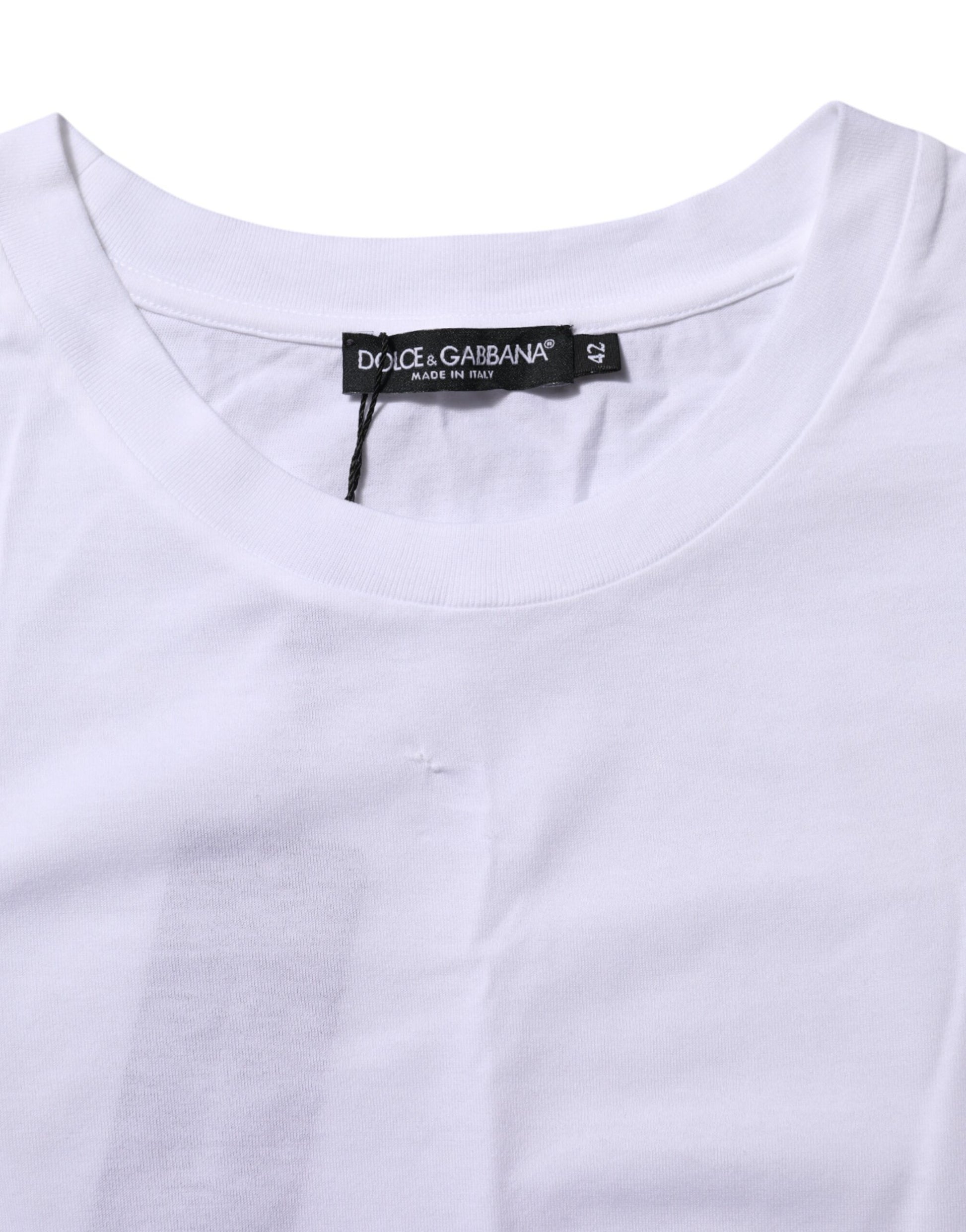 Dolce & Gabbana White Cotton Round Neck Short Sleeves T-shirt by Dolce & Gabbana
