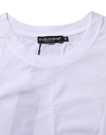 Dolce & Gabbana White Cotton Round Neck Short Sleeves T-shirt by Dolce & Gabbana