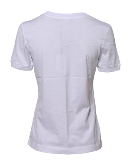 Dolce & Gabbana White Cotton Round Neck Short Sleeves T-shirt by Dolce & Gabbana