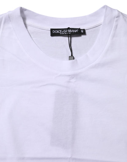 Dolce & Gabbana White Cotton Round Neck Short Sleeves T-shirt by Dolce & Gabbana