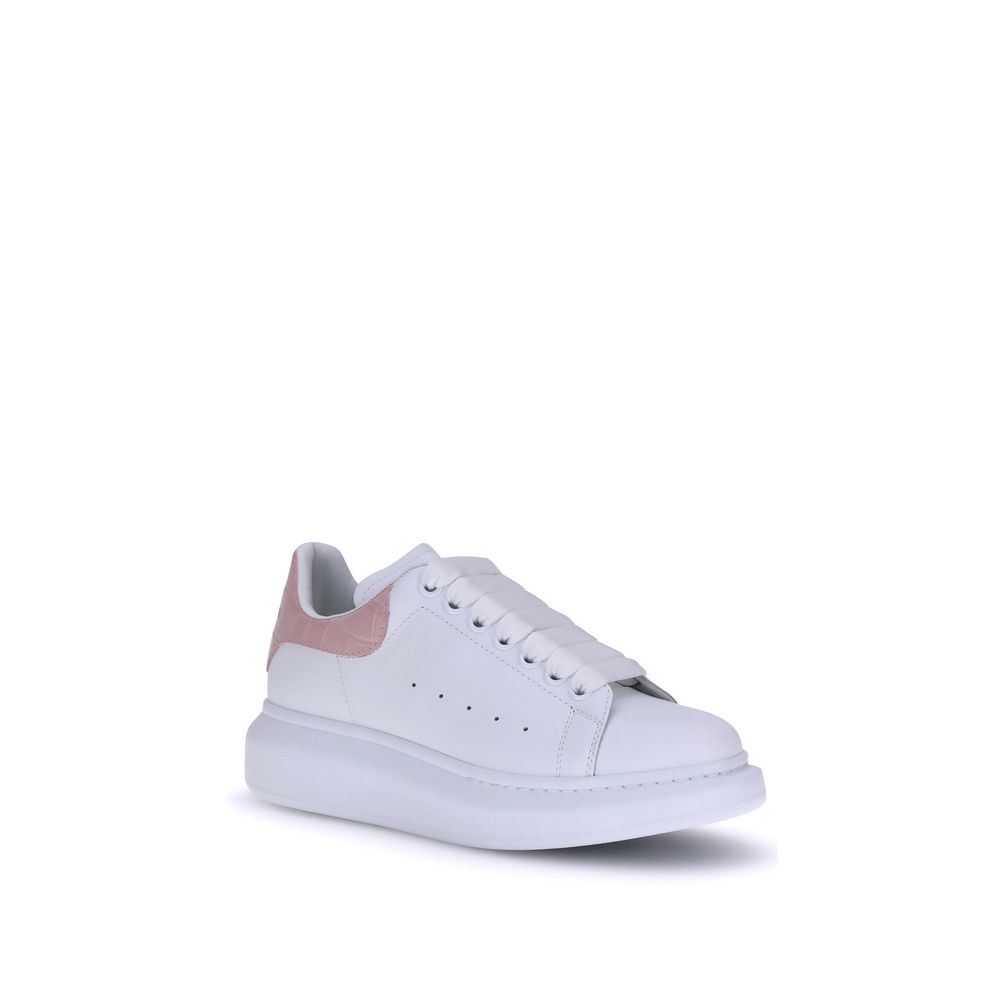 Alexander McQueen Leather Sneakers White Pink Accents