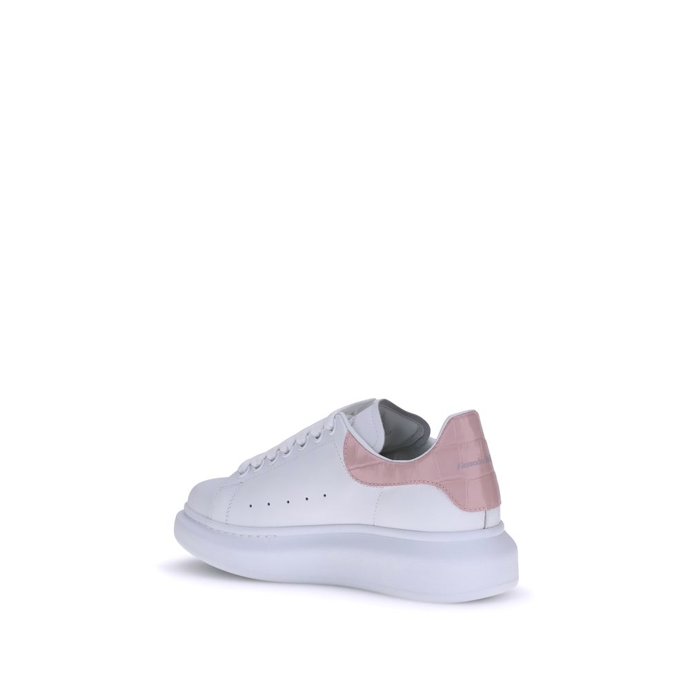 Alexander McQueen Leather Sneakers White Pink Accents