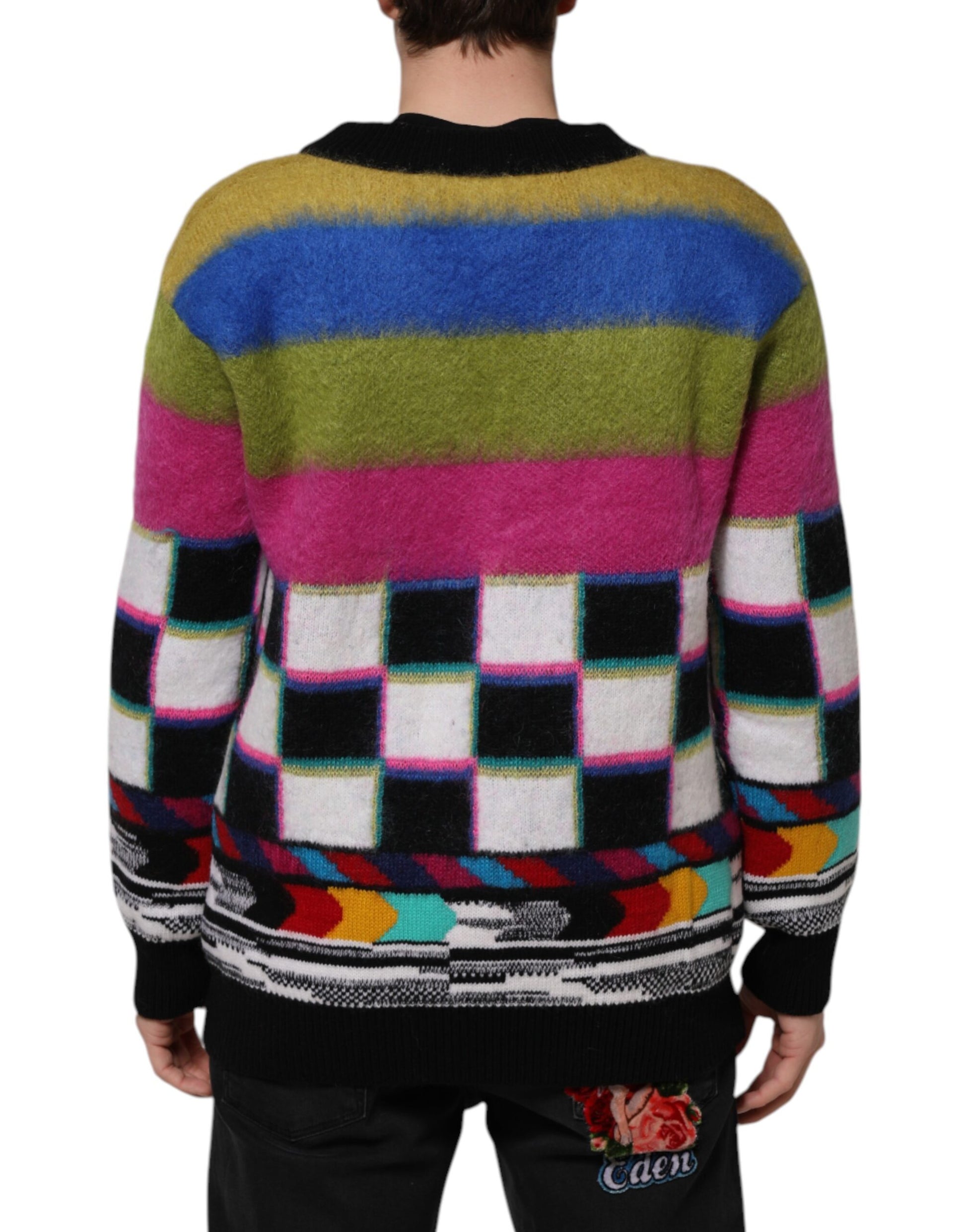 Dolce & Gabbana Multicolor Glitch Design Pullover Sweater by Dolce & Gabbana