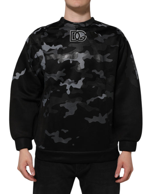 Dolce &amp; Gabbana Black Camouflage Pullover Sweatshirt Sweater