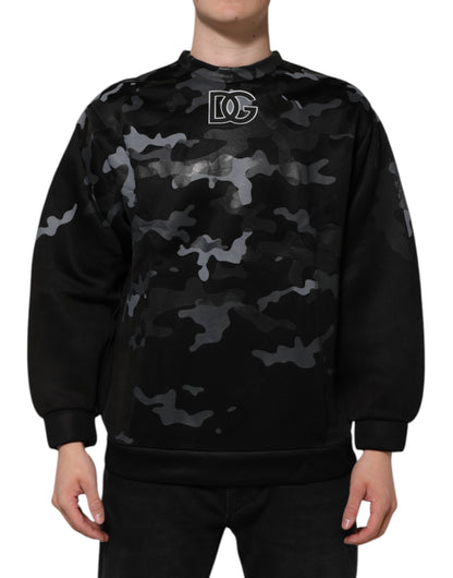 Dolce &amp; Gabbana Black Camouflage Pullover Sweatshirt Sweater