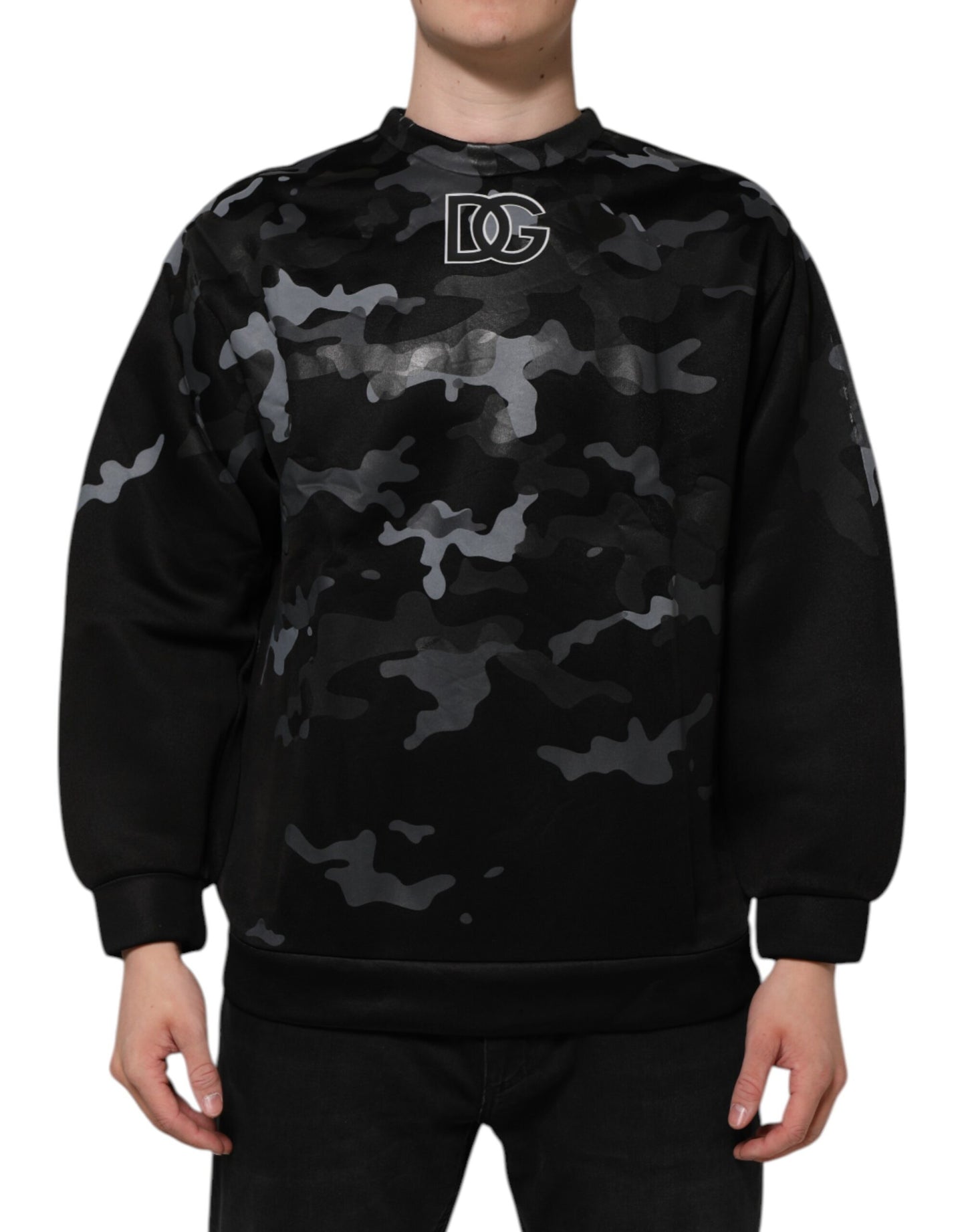 Dolce &amp; Gabbana Black Camouflage Pullover Sweatshirt Sweater
