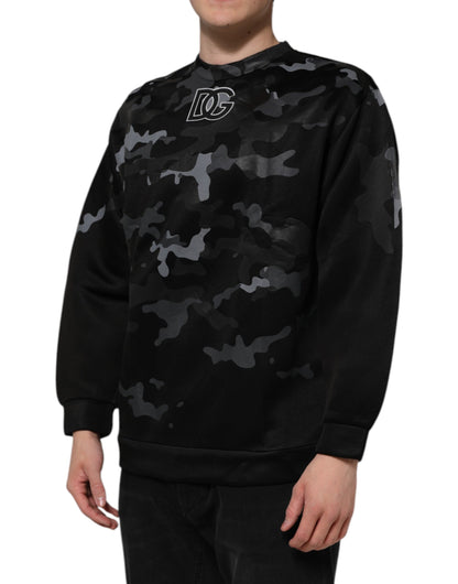 Dolce &amp; Gabbana Black Camouflage Pullover Sweatshirt Sweater