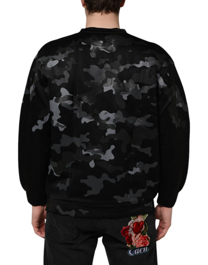 Dolce &amp; Gabbana Black Camouflage Pullover Sweatshirt Sweater
