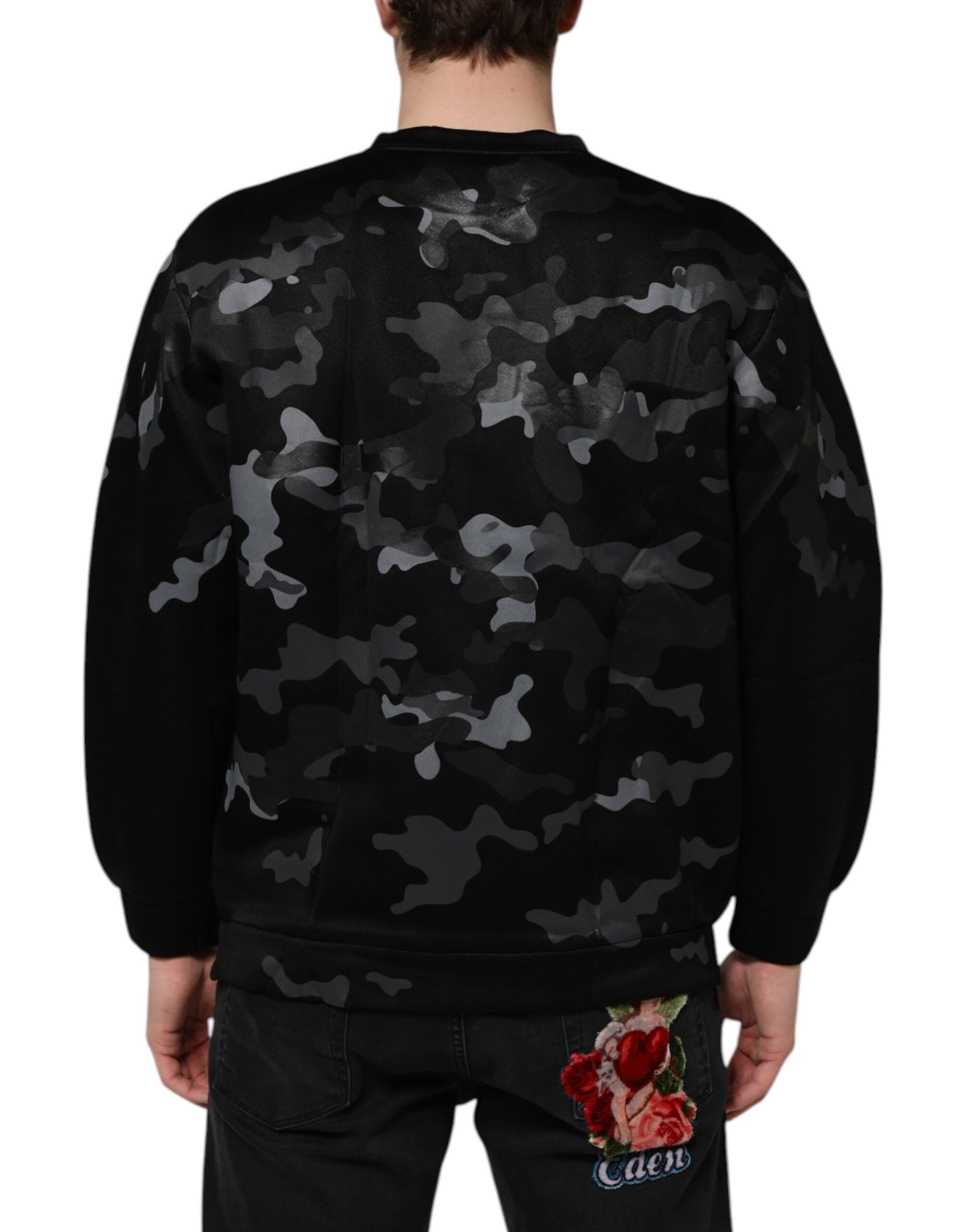 Dolce &amp; Gabbana Black Camouflage Pullover Sweatshirt Sweater