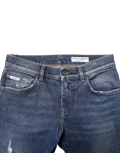 Jean skinny en coton bleu délavé Dolce &amp; Gabbana
