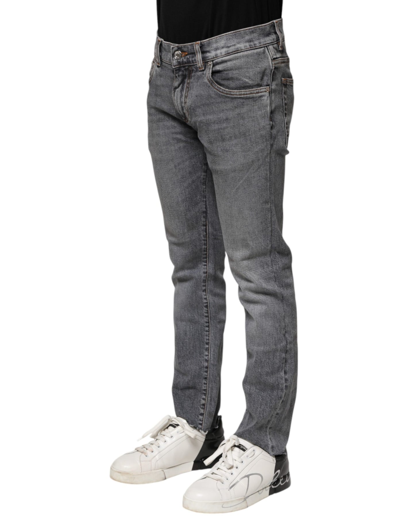 Jean skinny en coton gris Dolce &amp; Gabbana