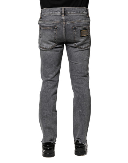 Jean skinny en coton gris Dolce &amp; Gabbana