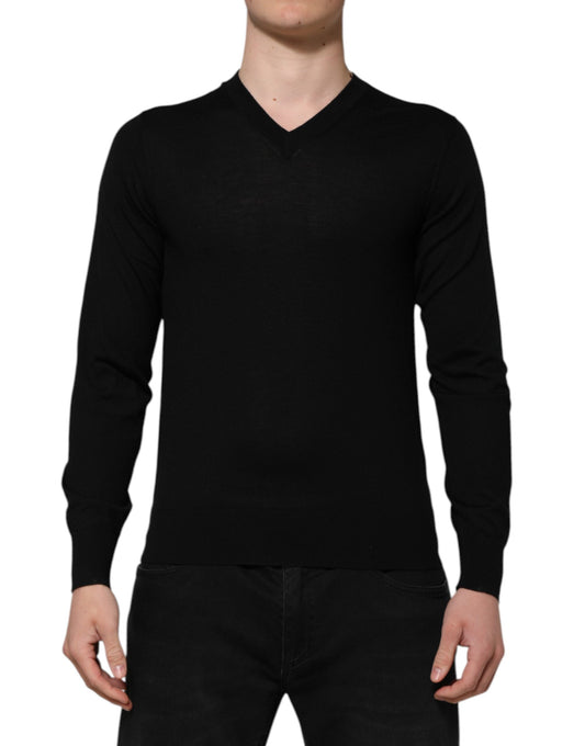 Dolce &amp; Gabbana Dark Gray Embroidered Logo Pullover Sweater