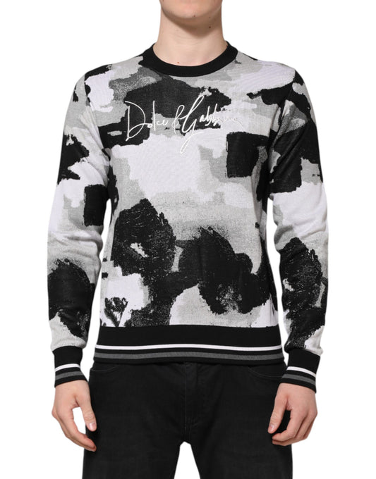 Dolce &amp; Gabbana Multicolor Silk Camouflage Pullover Sweater