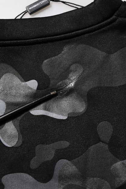 Dolce &amp; Gabbana Black Camouflage Pullover Sweatshirt Sweater