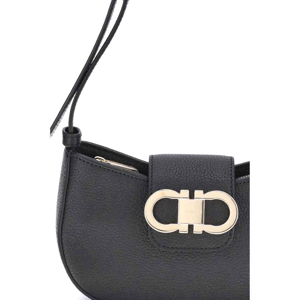 Ferragamo Gancini Shoulder Bag Leather Elegant Mini