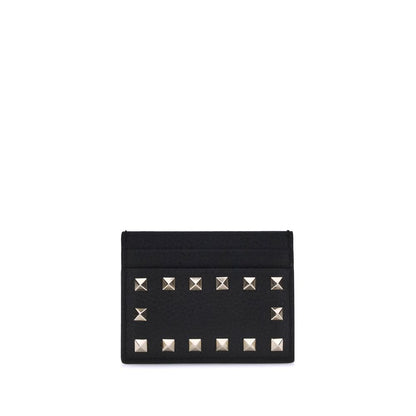 Valentino Garavani Rockstud Card Holder Leer - Zwart