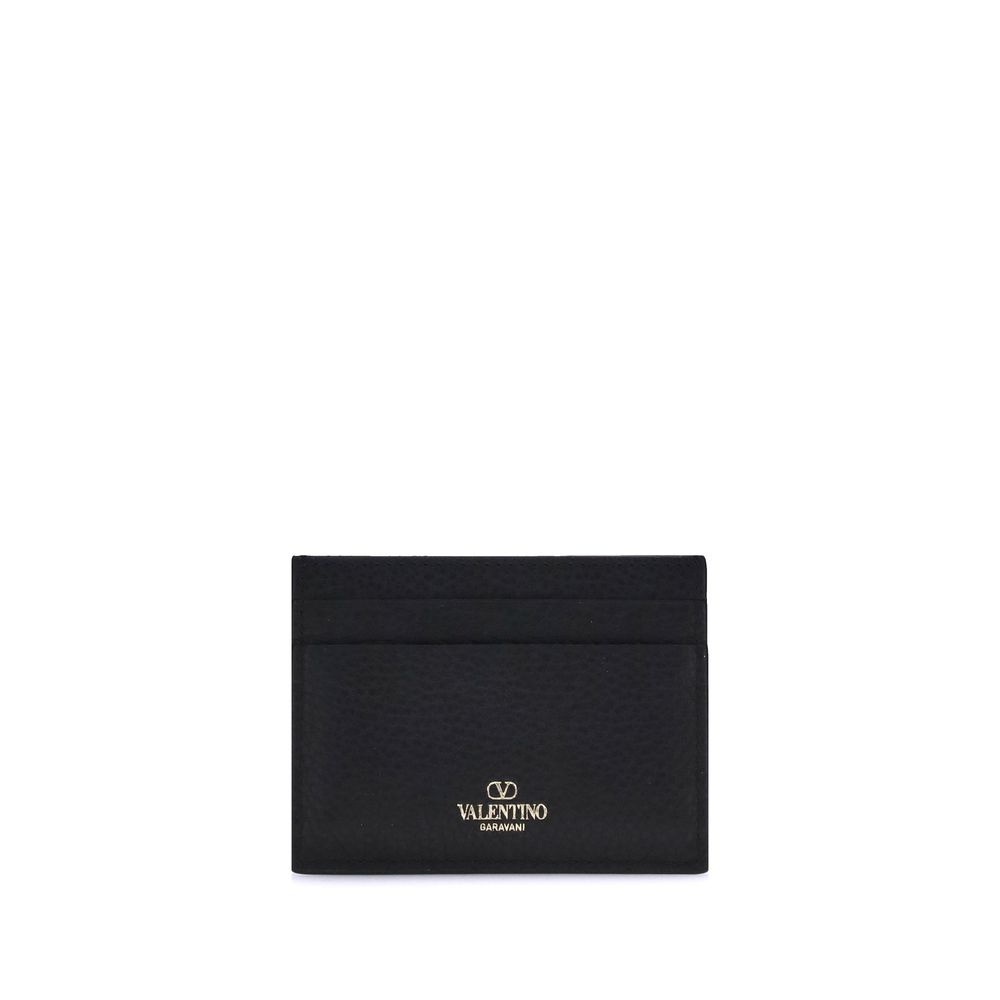 Valentino Garavani Rockstud Card Holder Leer - Zwart