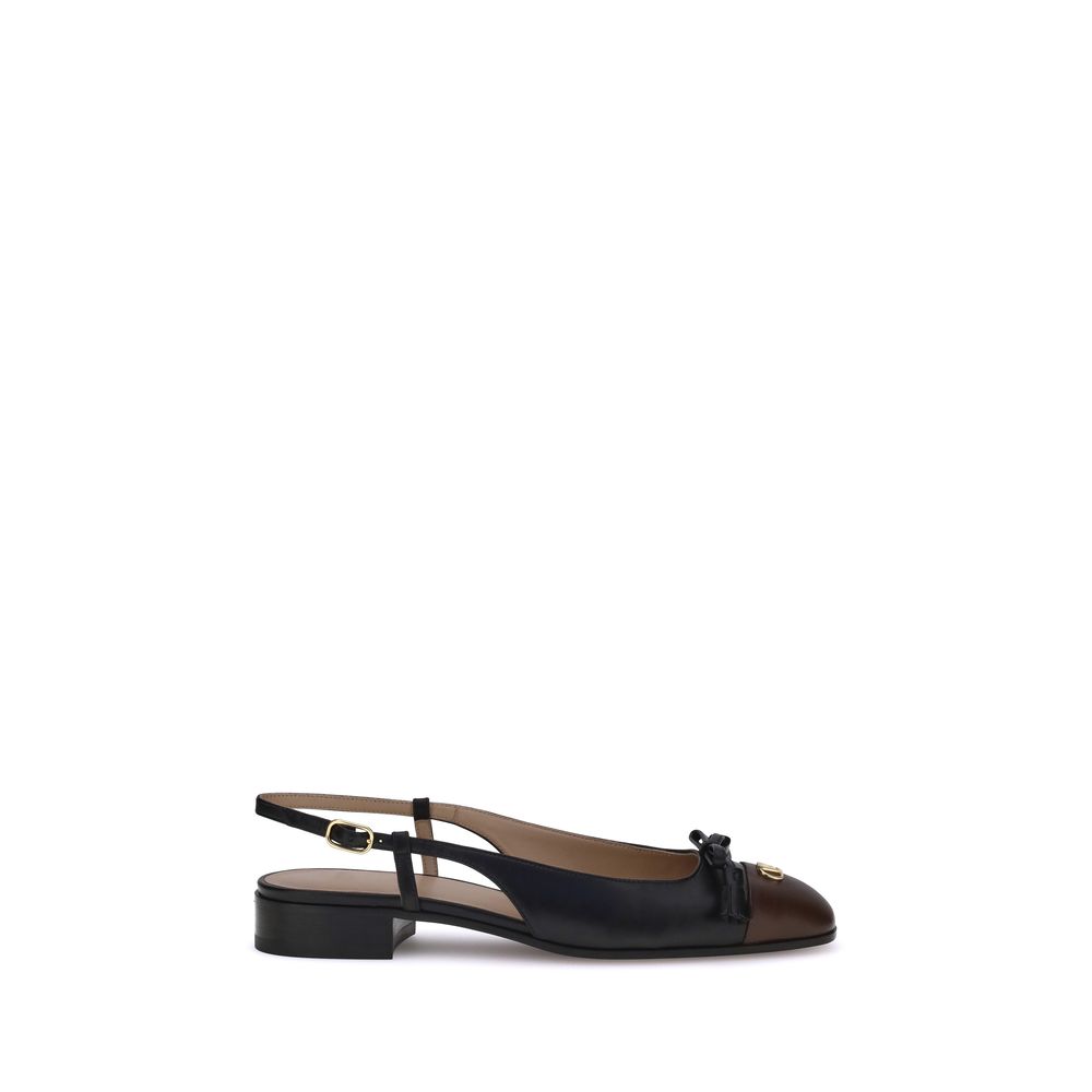 Valentino Garavani Valet Du Roi Leer Ballerinas Zwart