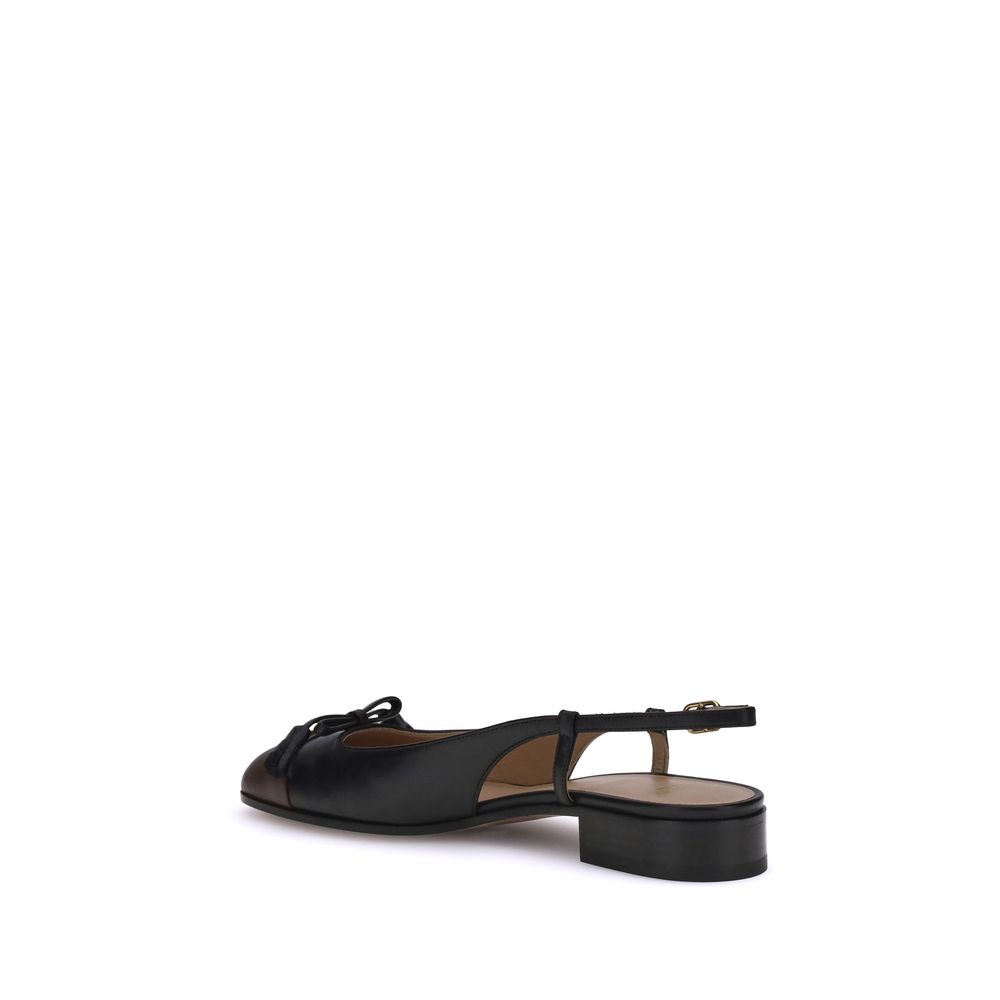 Valentino Garavani Valet Du Roi Leer Ballerinas Zwart
