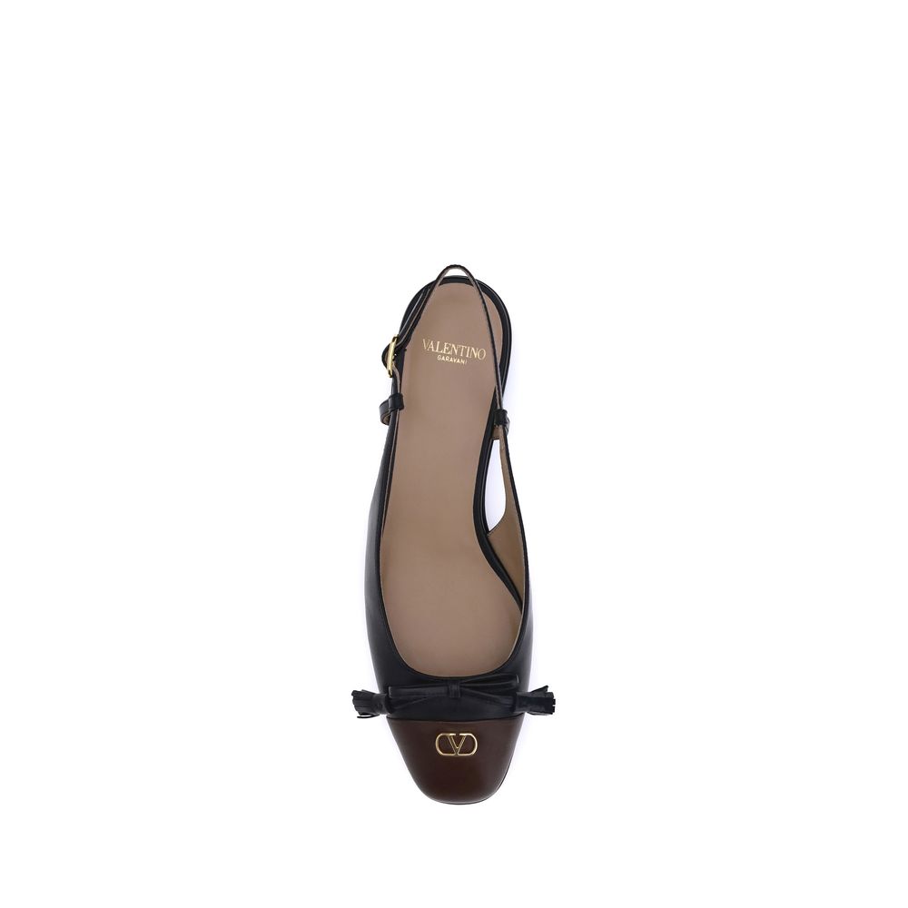 Valentino Garavani Valet Du Roi Leer Ballerinas Zwart