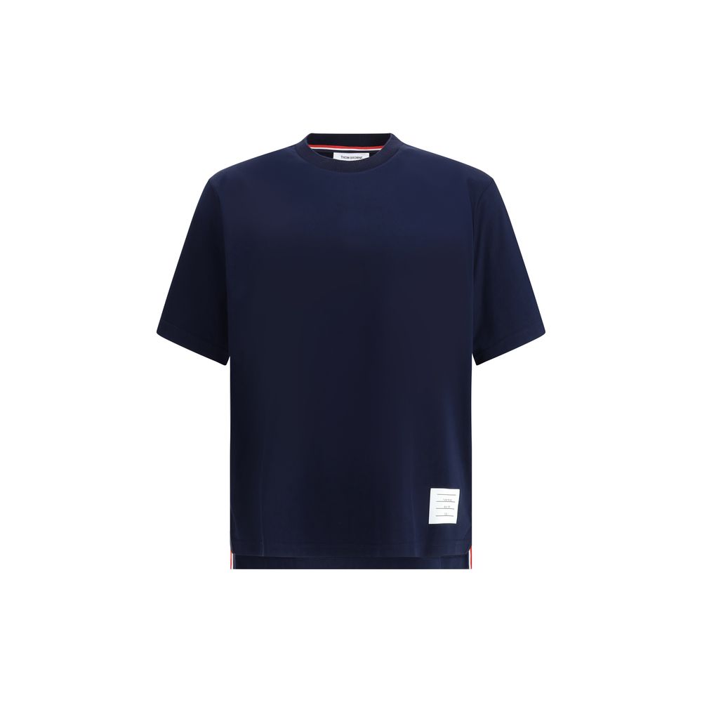 Thom Browne Oversized T Shirt Cotton Ribbed Crewneck Patch