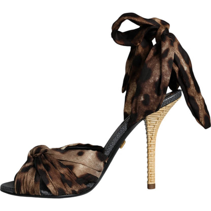 Dolce &amp; Gabbana Brown Leopard Keira Heels Sandals Shoes