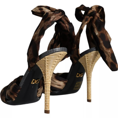 Dolce &amp; Gabbana Brown Leopard Keira Heels Sandals Shoes