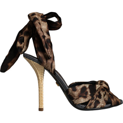 Dolce &amp; Gabbana Brown Leopard Keira Heels Sandals Shoes