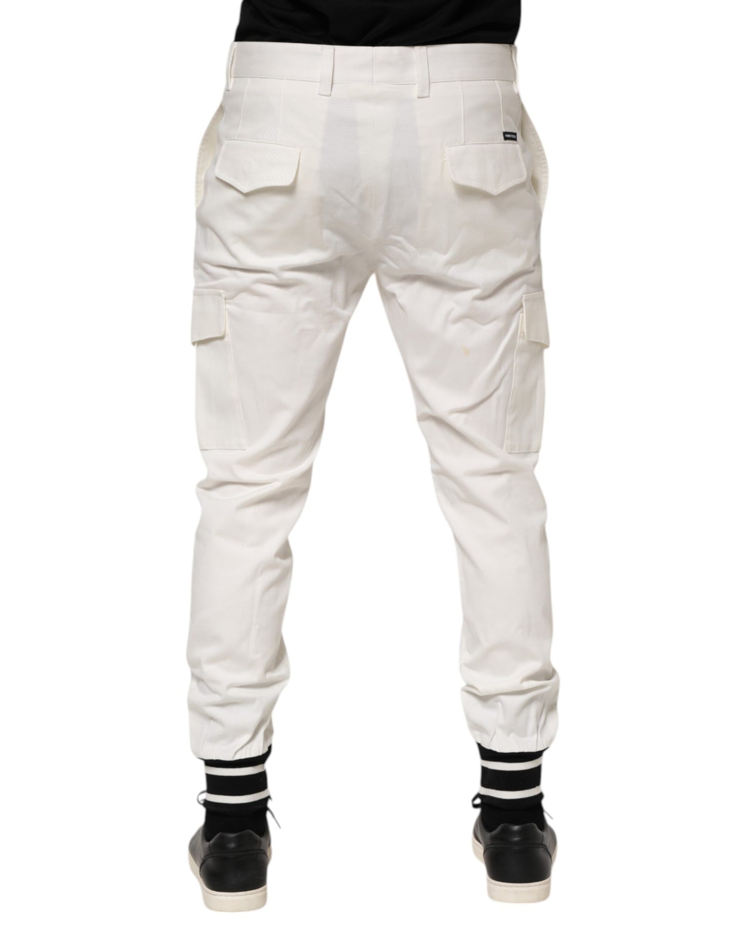 Dolce &amp; Gabbana White Cotton Jogger Cargo Skinny Men Pants