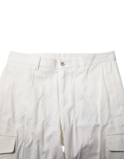Dolce &amp; Gabbana White Cotton Jogger Cargo Skinny Men Pants