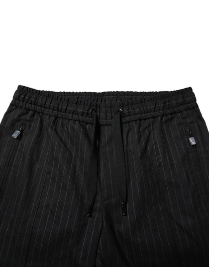 Pantalon de jogging en laine à rayures noires Dolce &amp; Gabbana pour homme