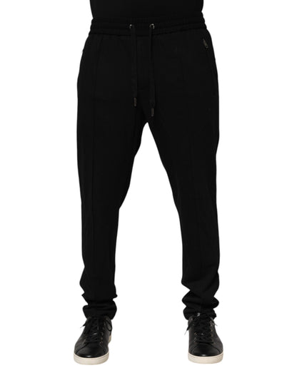 Pantalon de jogging skinny en viscose noire avec logo Dolce &amp; Gabbana pour homme