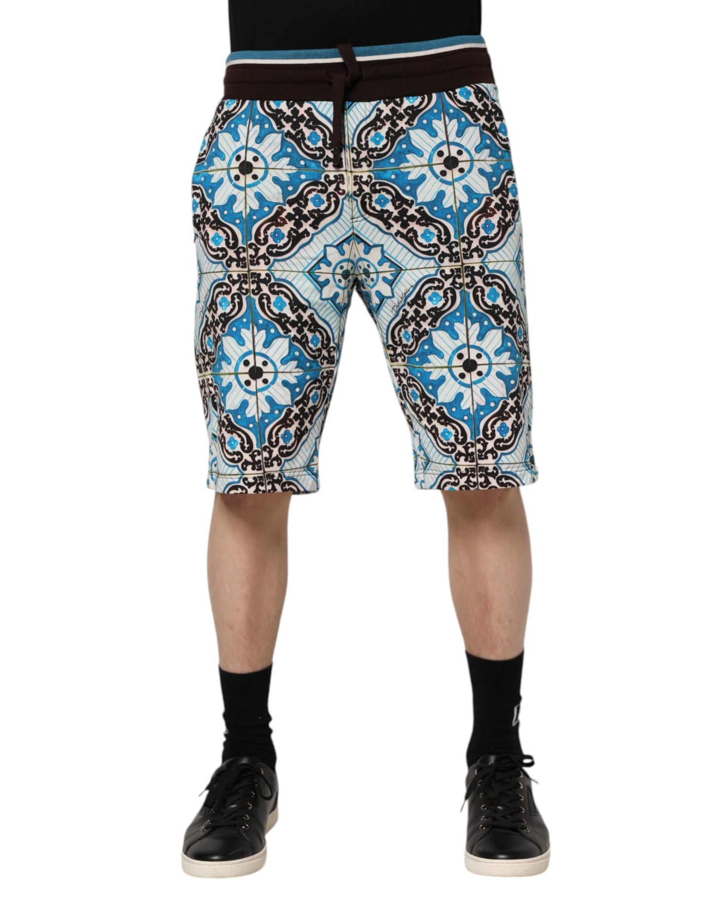 Dolce &amp; Gabbana Multicolor Cotton Maiolica Print Bermuda Shorts