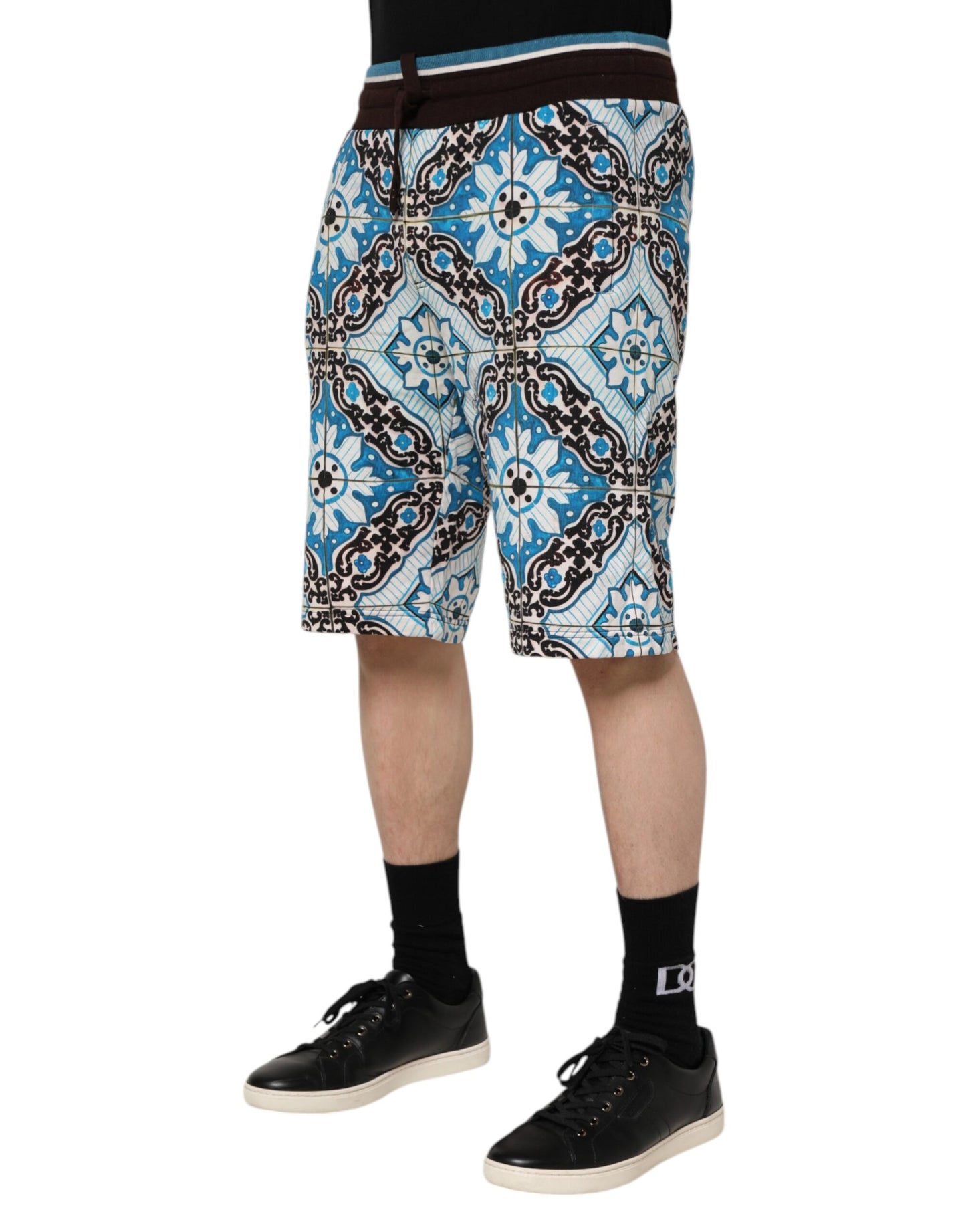Dolce &amp; Gabbana Multicolor Cotton Maiolica Print Bermuda Shorts