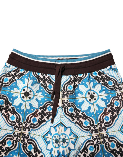 Dolce &amp; Gabbana Multicolor Cotton Maiolica Print Bermuda Shorts