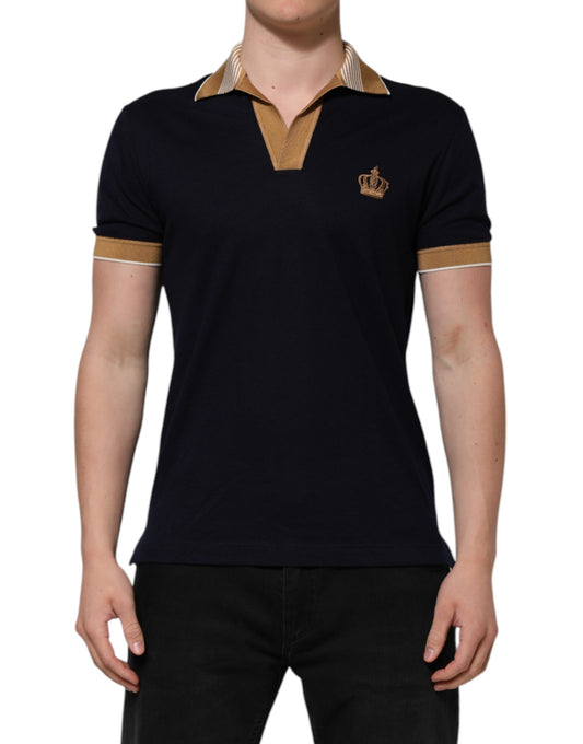 Polo Dolce &amp; Gabbana noir en cachemire avec logo couronne pour homme