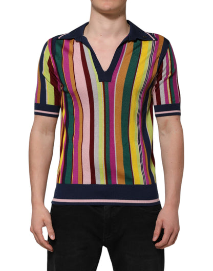 Polo Dolce &amp; Gabbana à rayures multicolores et col pour homme