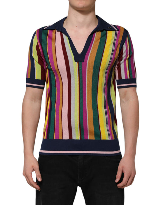 Polo Dolce &amp; Gabbana à rayures multicolores et col pour homme