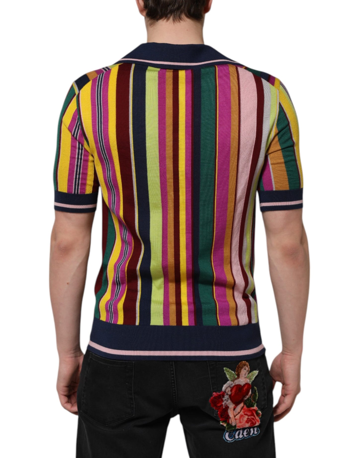 Polo Dolce &amp; Gabbana à rayures multicolores et col pour homme
