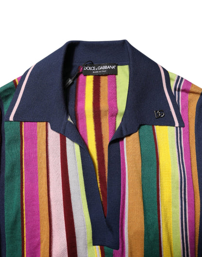 Polo Dolce &amp; Gabbana à rayures multicolores et col pour homme