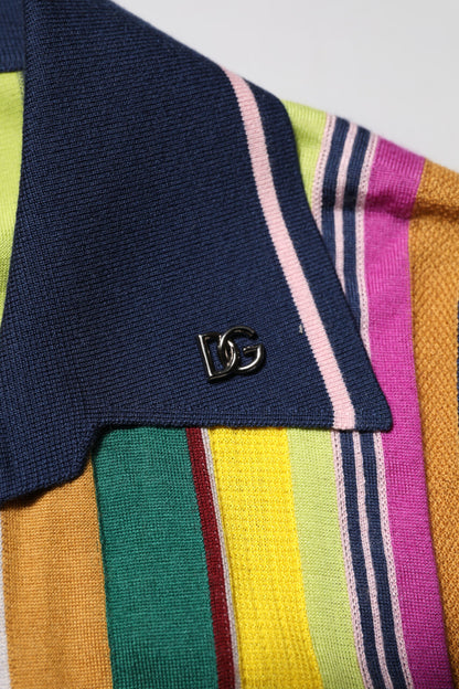 Polo Dolce &amp; Gabbana à rayures multicolores et col pour homme