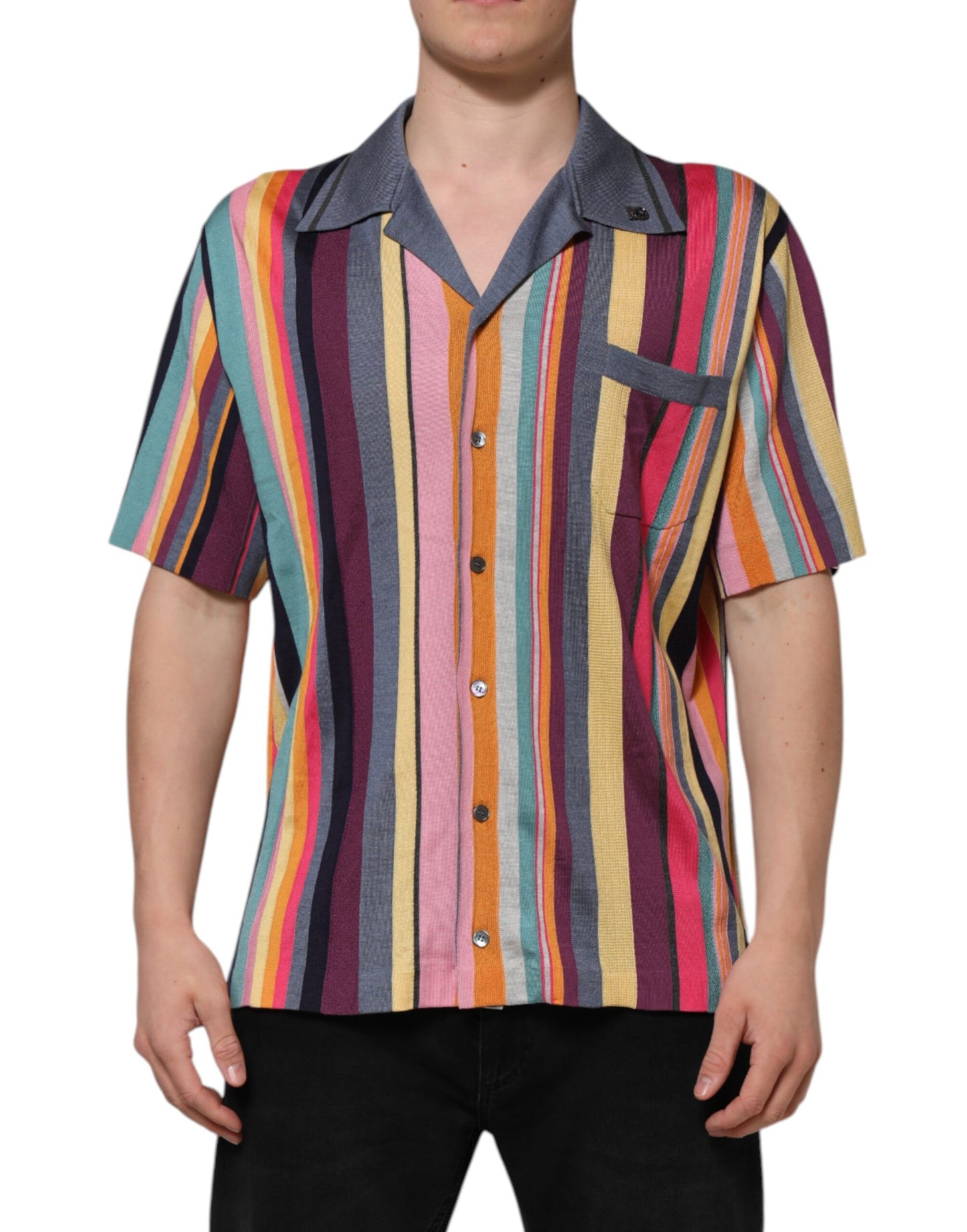 Dolce & Gabbana Multicolor Stripes Collared Men Polo T-shirt by Dolce & Gabbana