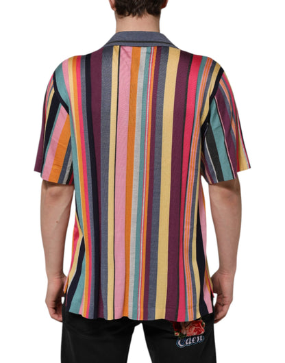 Dolce & Gabbana Multicolor Stripes Collared Men Polo T-shirt by Dolce & Gabbana