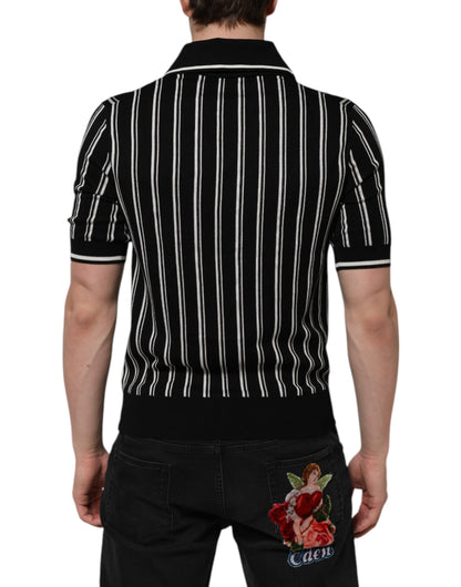 Polo à col à rayures noires et blanches Dolce &amp; Gabbana